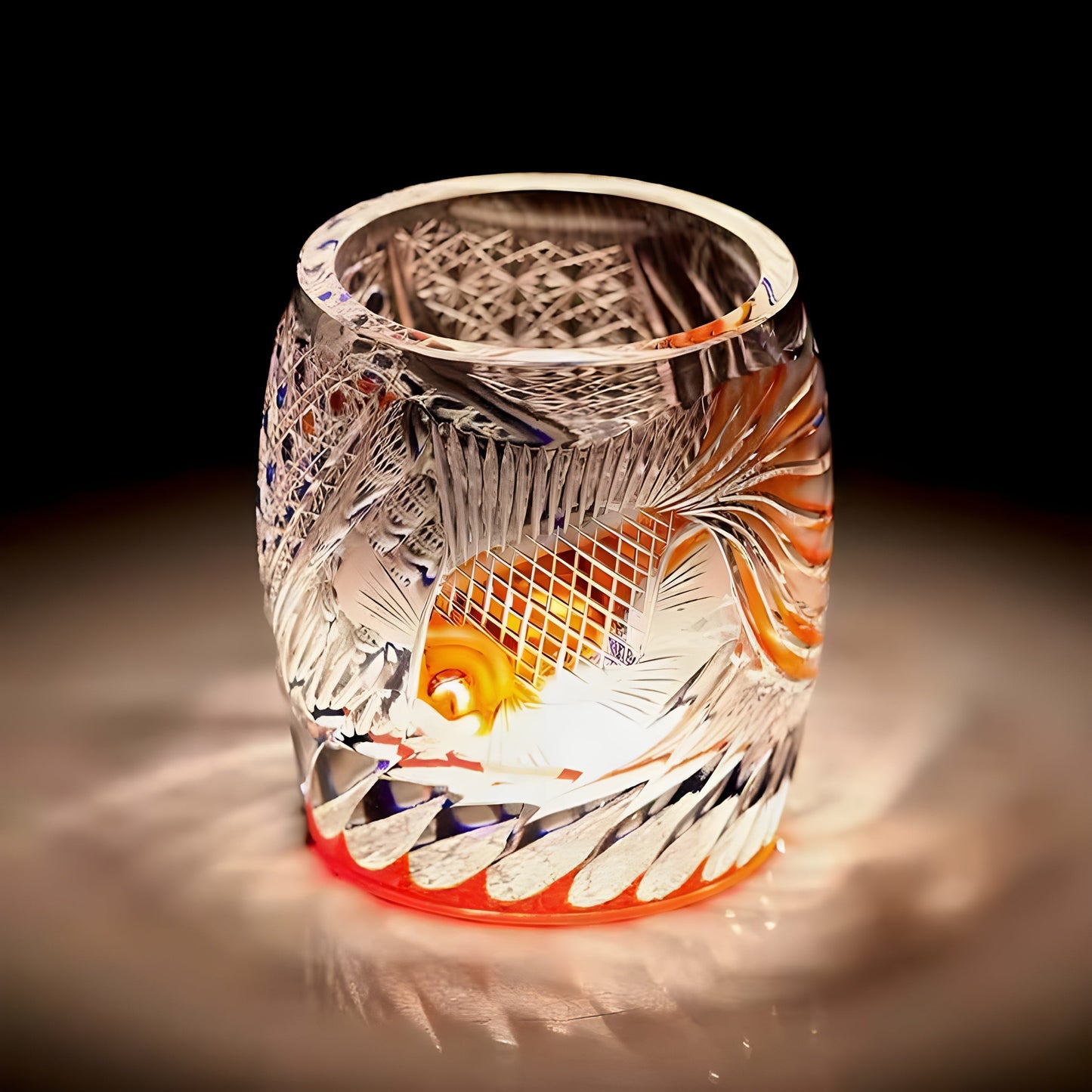 Bicchiere Edo Kiriko – ‘Koi Cremisi’ – Scatola in legno GuerraHome