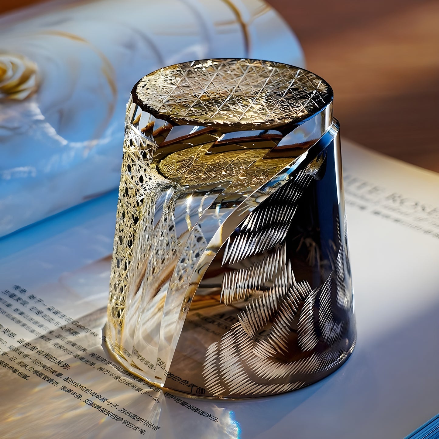 Bicchiere Edo Kiriko – ‘Tigre Viola’ – Scatola in Legno