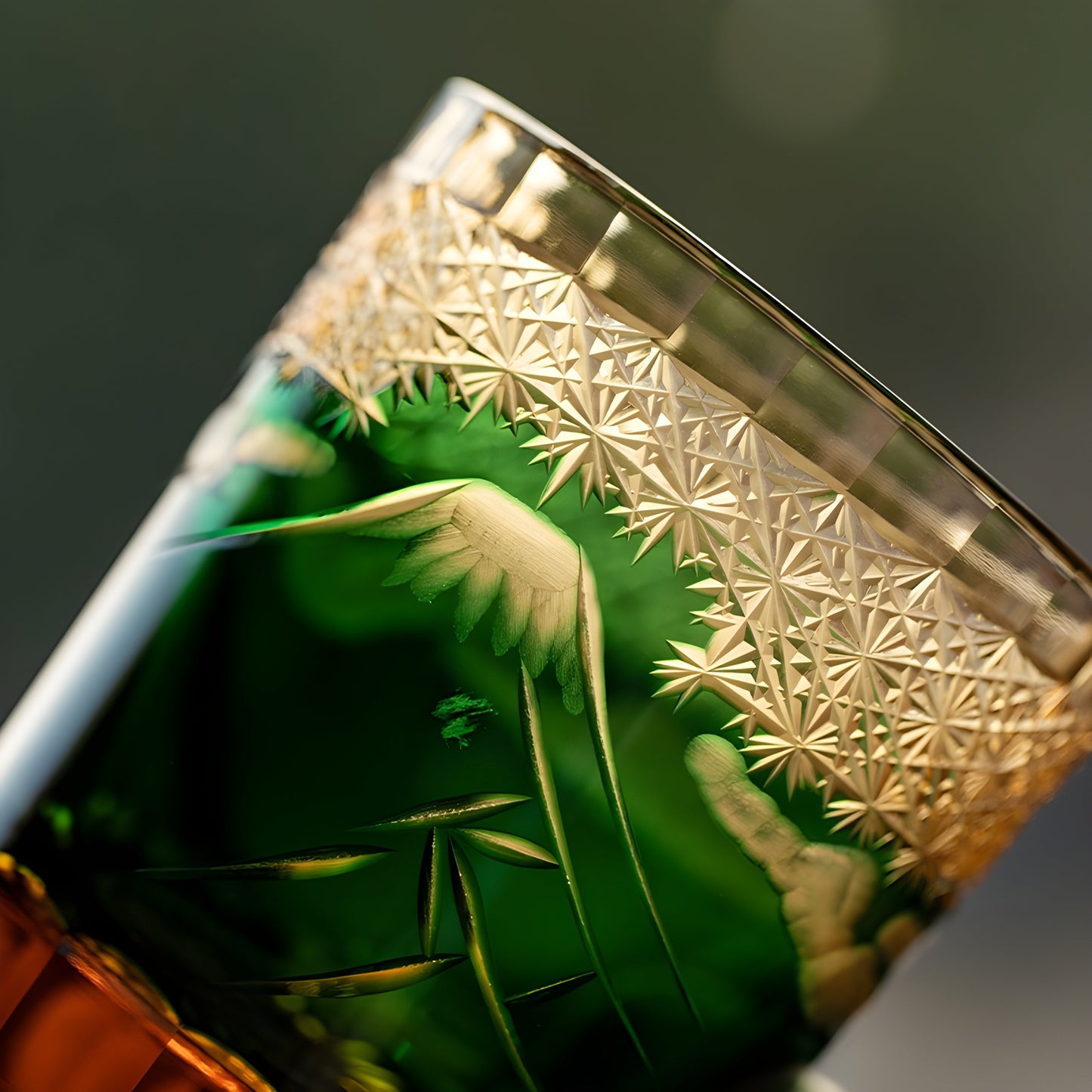 Bicchiere Edo Kiriko – ‘Monte Fuji’ – Scatola in legno GuerraHome