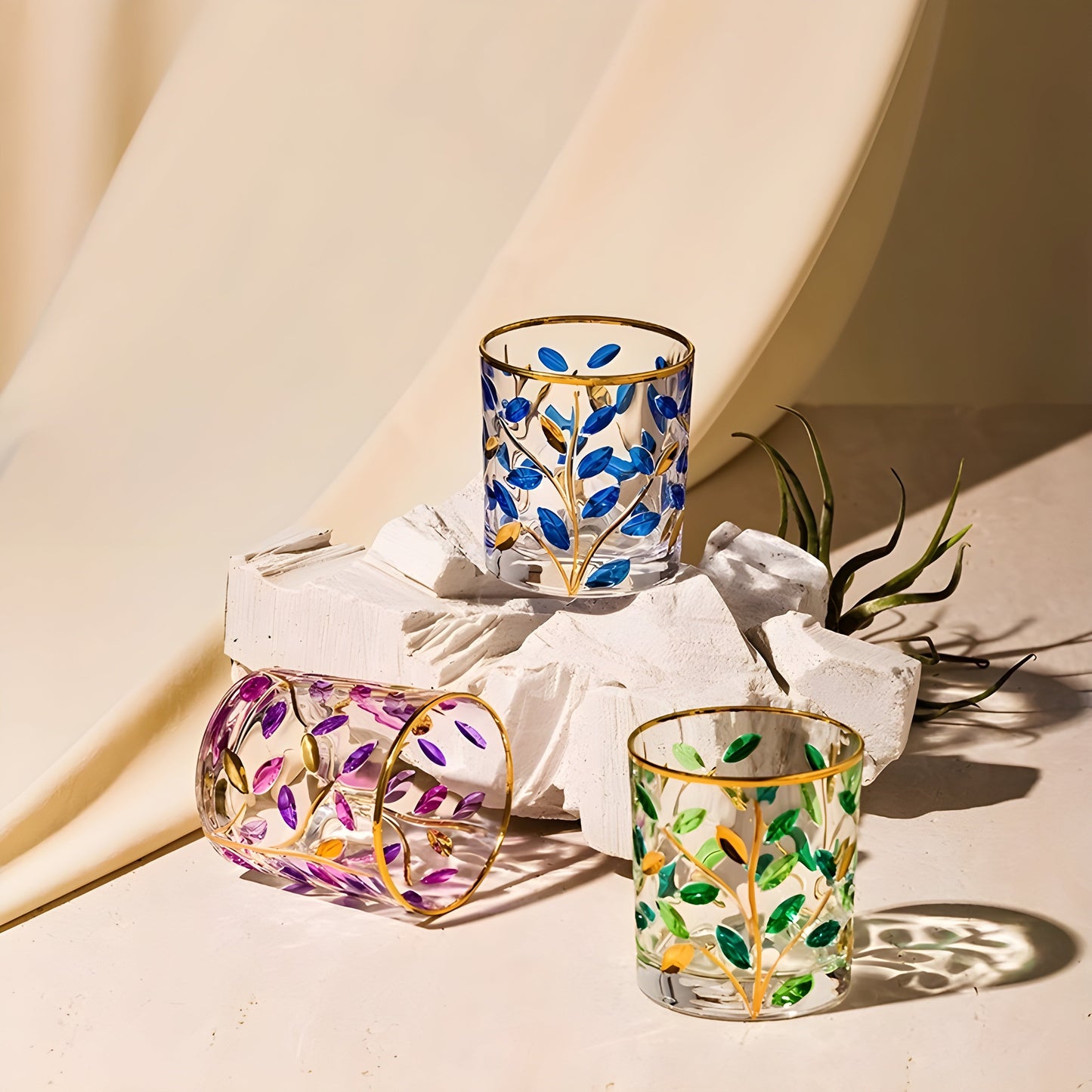 Bicchiere in Cristallo ‘Foglie Viola’ – Collezione Murano | Design Ispirato a Zecchin GuerraHome