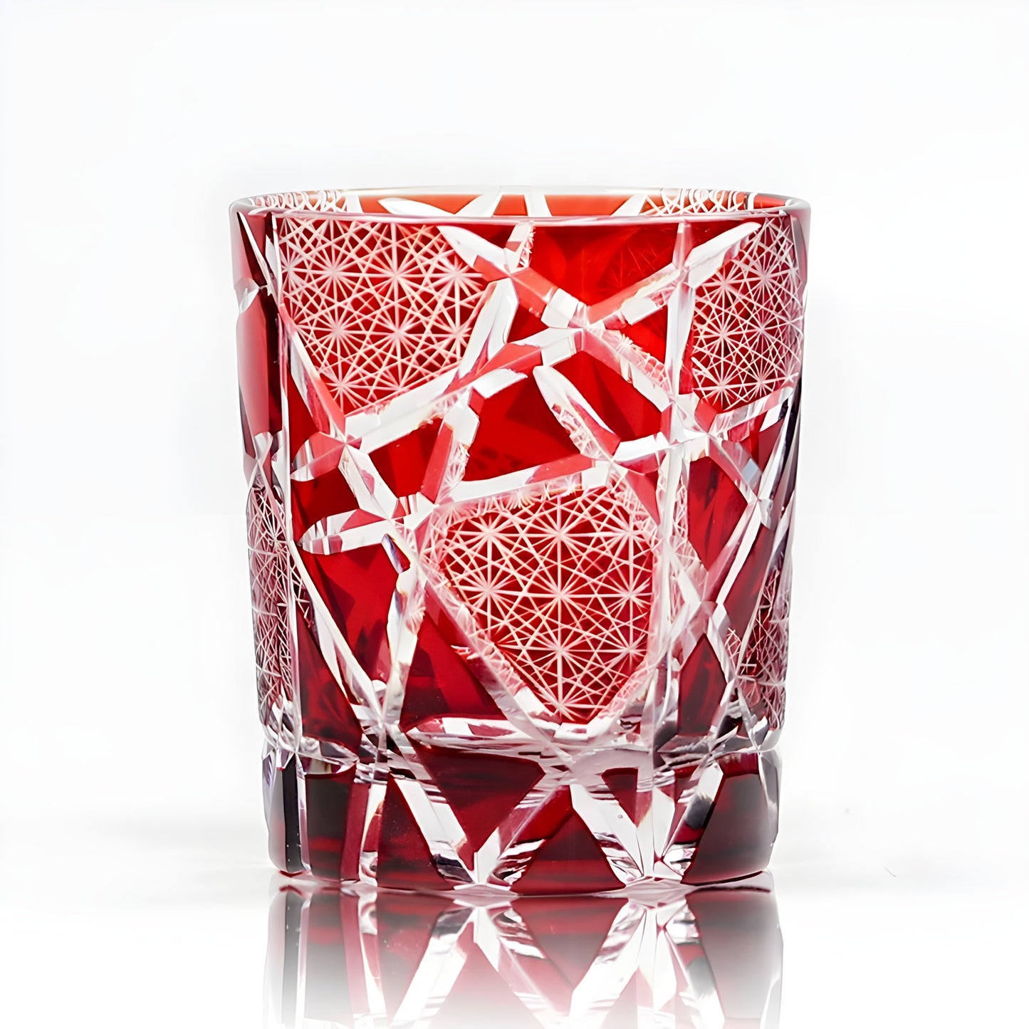 Japanese Royal Special Retro Wine Tumbler, Hand Cut, Flashing Lightning Design, Amber Whiskey Glass, High End Gift Box, Edo Kiri GuerraHome