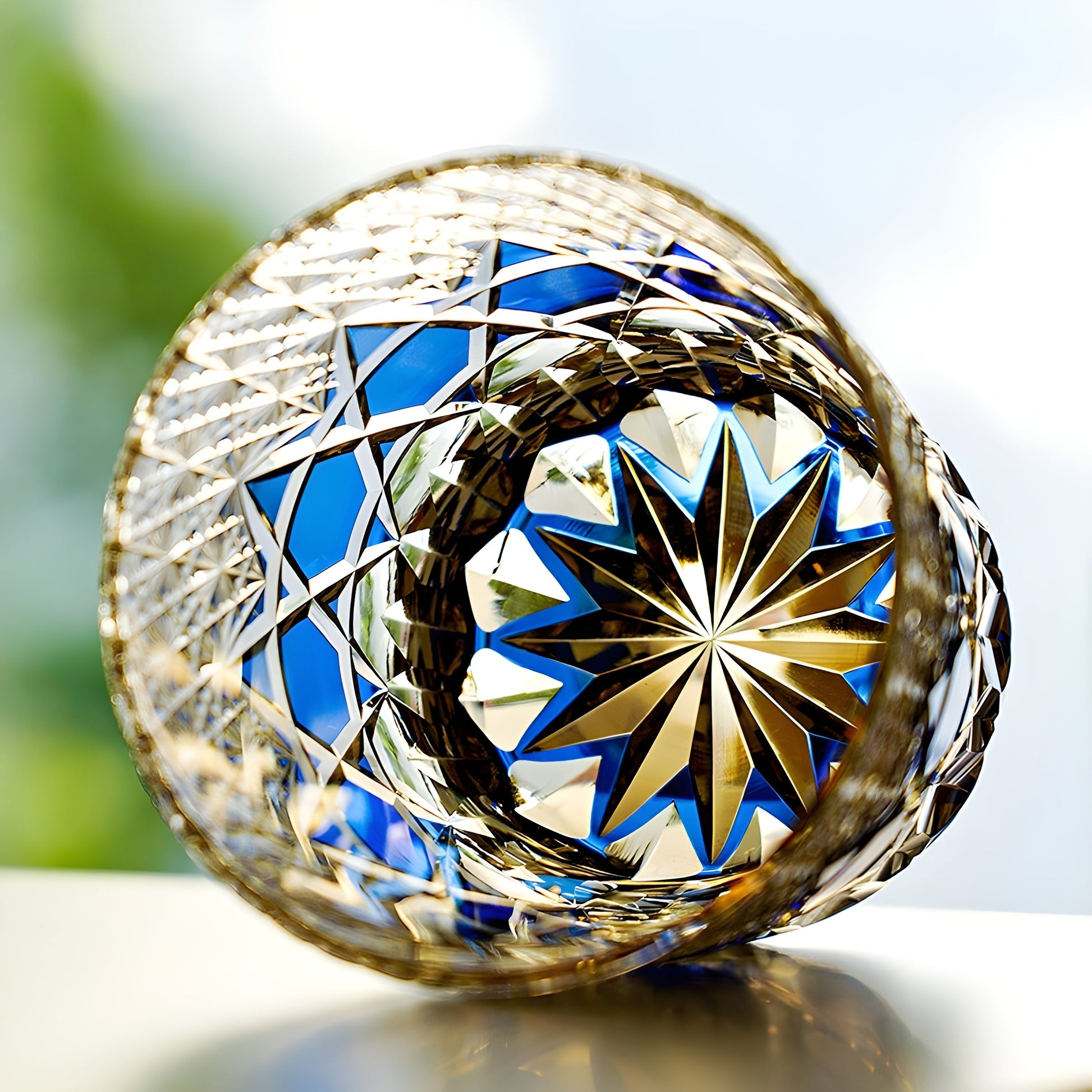 Bicchiere Edo Kiriko – ‘Fluorite Zaffiro’ – Scatola in legno GuerraHome