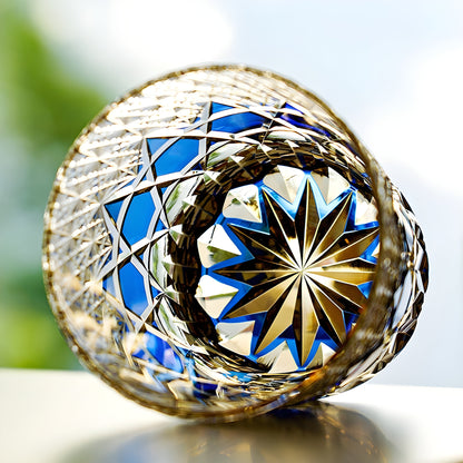 Bicchiere Edo Kiriko – ‘Fluorite Zaffiro’ – Scatola in legno GuerraHome