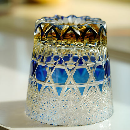 Bicchiere Edo Kiriko – ‘Fluorite Zaffiro’ – Scatola in legno GuerraHome