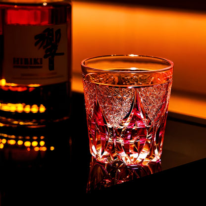 Bicchiere Edo Kiriko – ‘Fiamma Cremisi’ – Scatola in legno GuerraHome