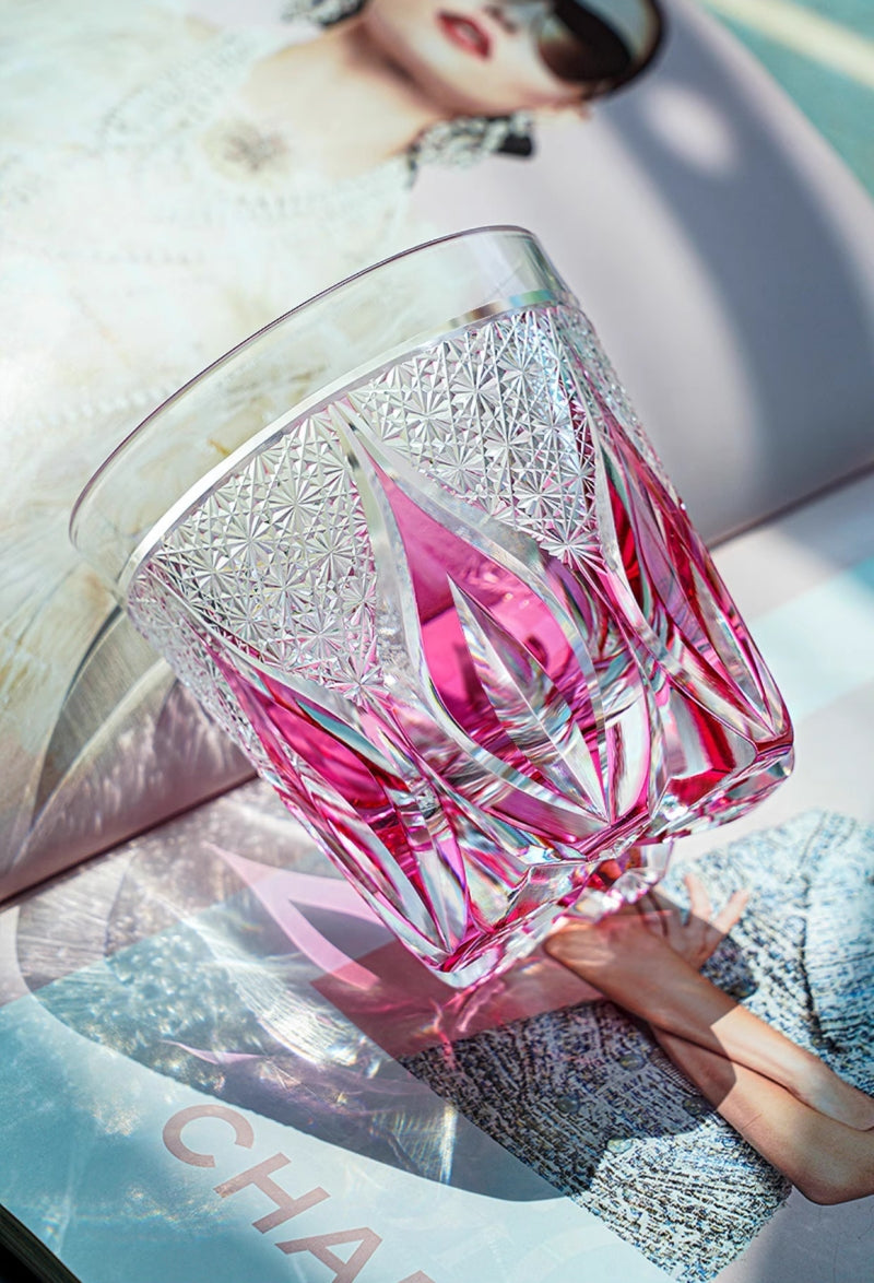 Bicchiere Edo Kiriko – ‘Fiamma Cremisi’ – Scatola in legno GuerraHome