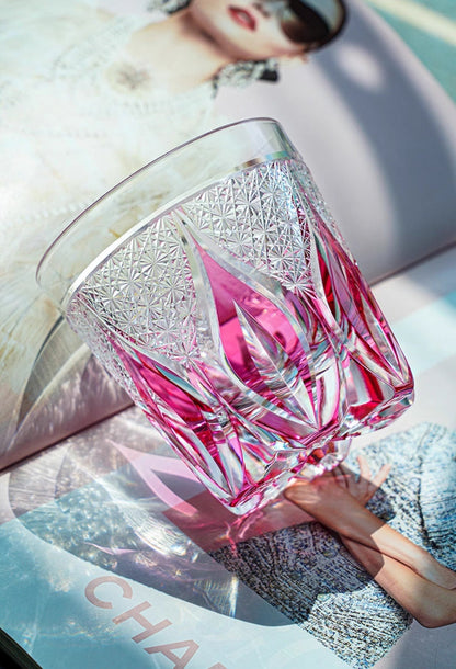 Bicchiere Edo Kiriko – ‘Fiamma Cremisi’ – Scatola in legno GuerraHome