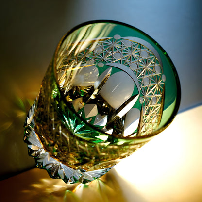 Bicchiere Edo Kiriko – 'Prisma Smeraldo' – Scatola in Legno GuerraHome