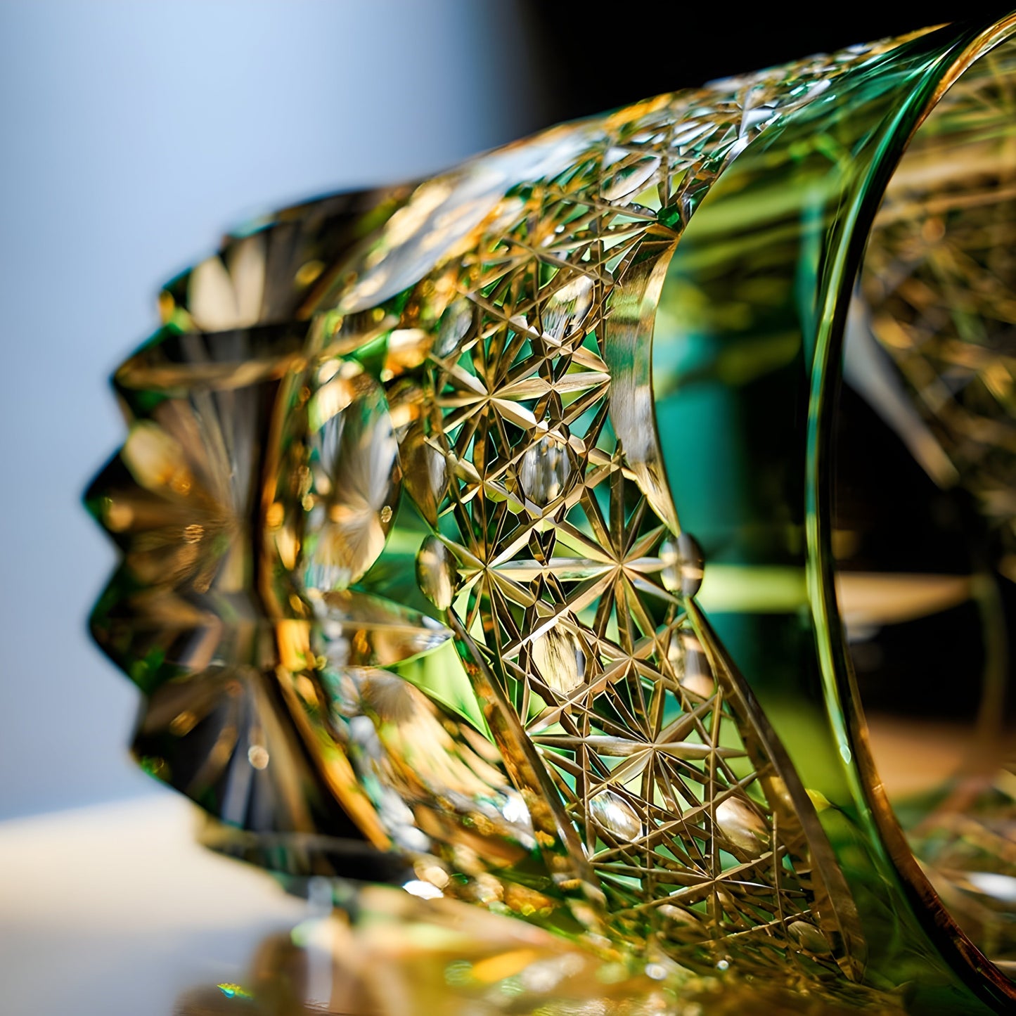 Bicchiere Edo Kiriko – 'Prisma Smeraldo' – Scatola in Legno GuerraHome