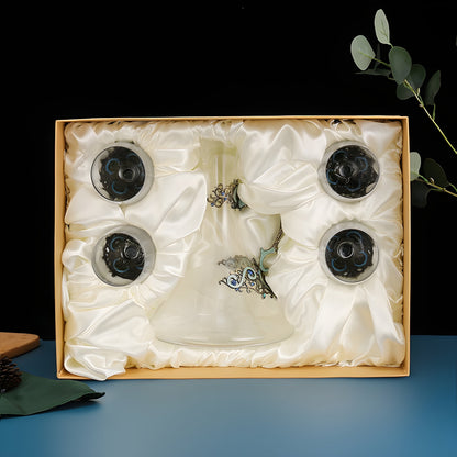 Set di Calici con Decanter 'Emerald Bloom' in Cristallo GuerraHome