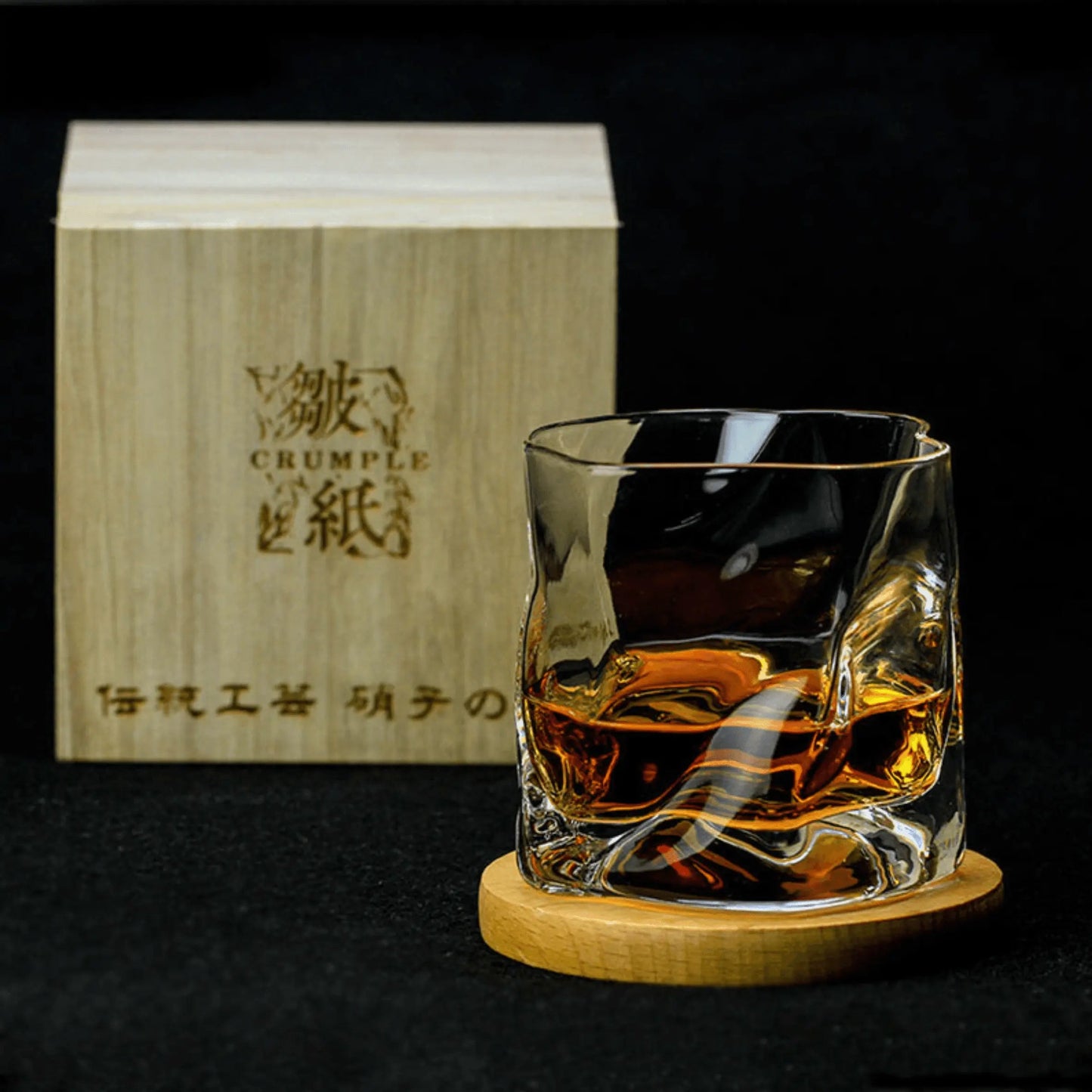 Bicchiere da Whisky Edo Kiriko – Corpo Increspato - Scatola In Legno GuerraHome