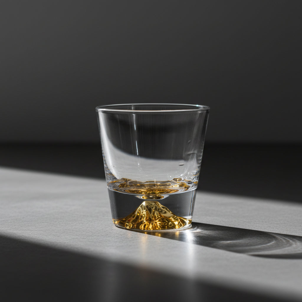 Bicchiere da Whisky in Cristallo – 'Monte Fuji Oro' - Scatola in Legno