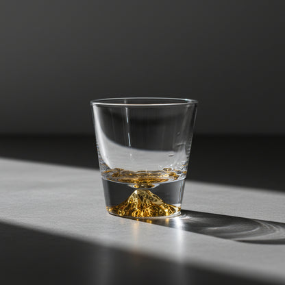 Bicchiere da Whisky in Cristallo – 'Monte Fuji Oro' - Scatola in Legno