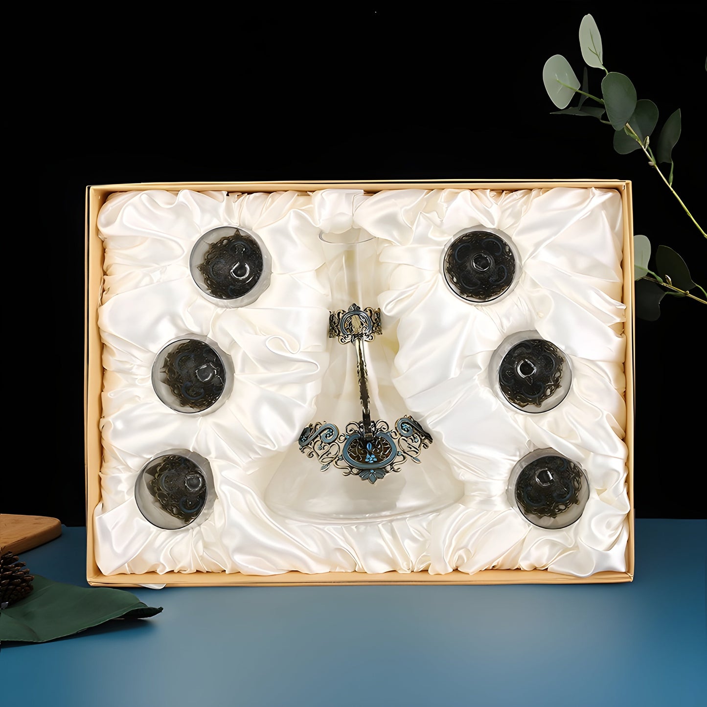 Set di Calici con Decanter 'Emerald Bloom' in Cristallo GuerraHome