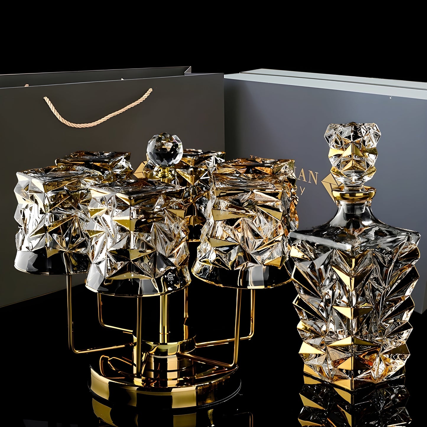 Set di Bicchieri 'Keyhuan' con Decanter  – Portabicchieri e Design Lussuoso GuerraHome