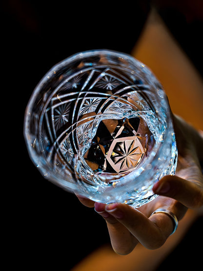 Bicchiere Edo Kiriko – Fioriture– Scatola in Legno GuerraHome