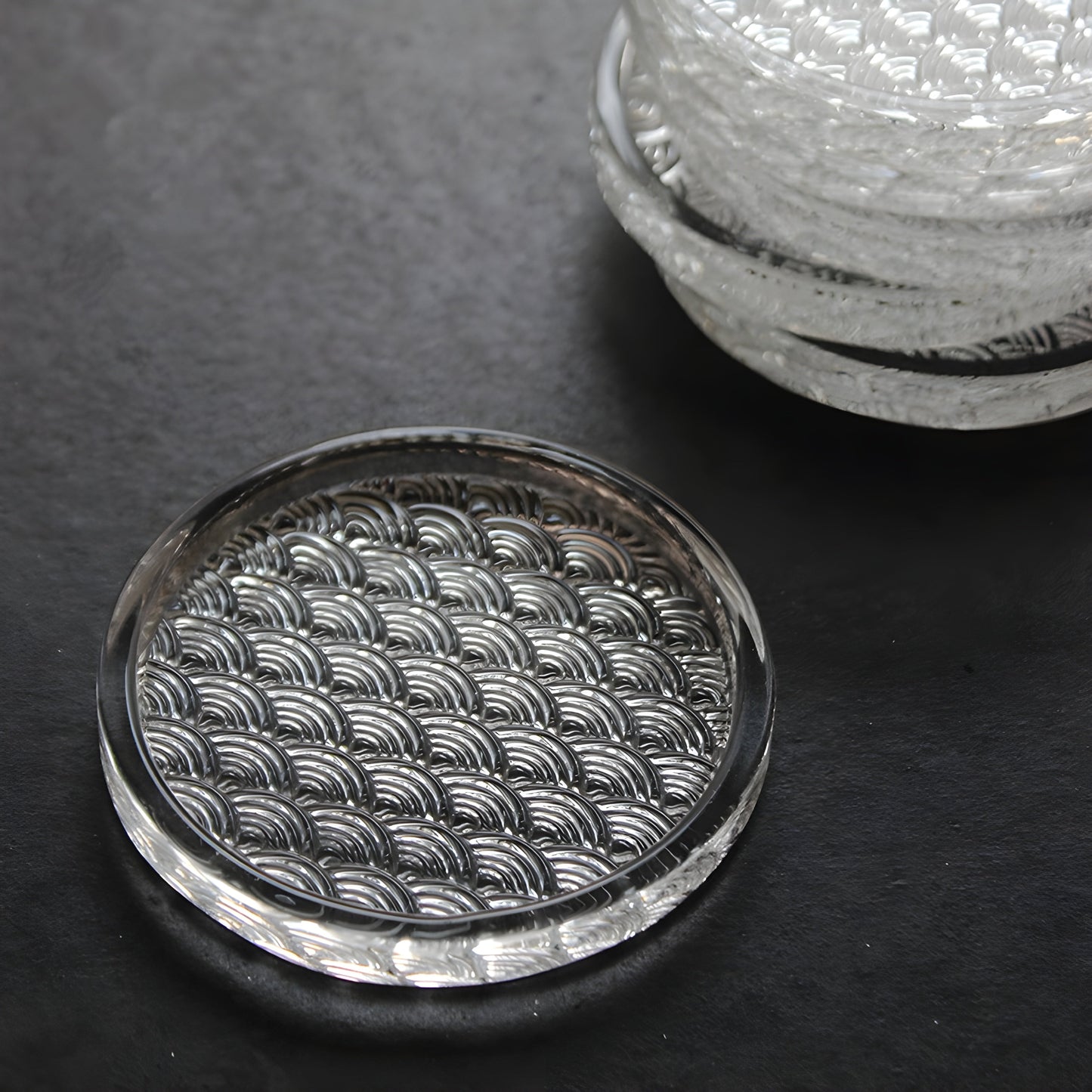 Sottobicchiere Giapponese – Rotondo Onda Marina – Vetro Resistente GuerraHome