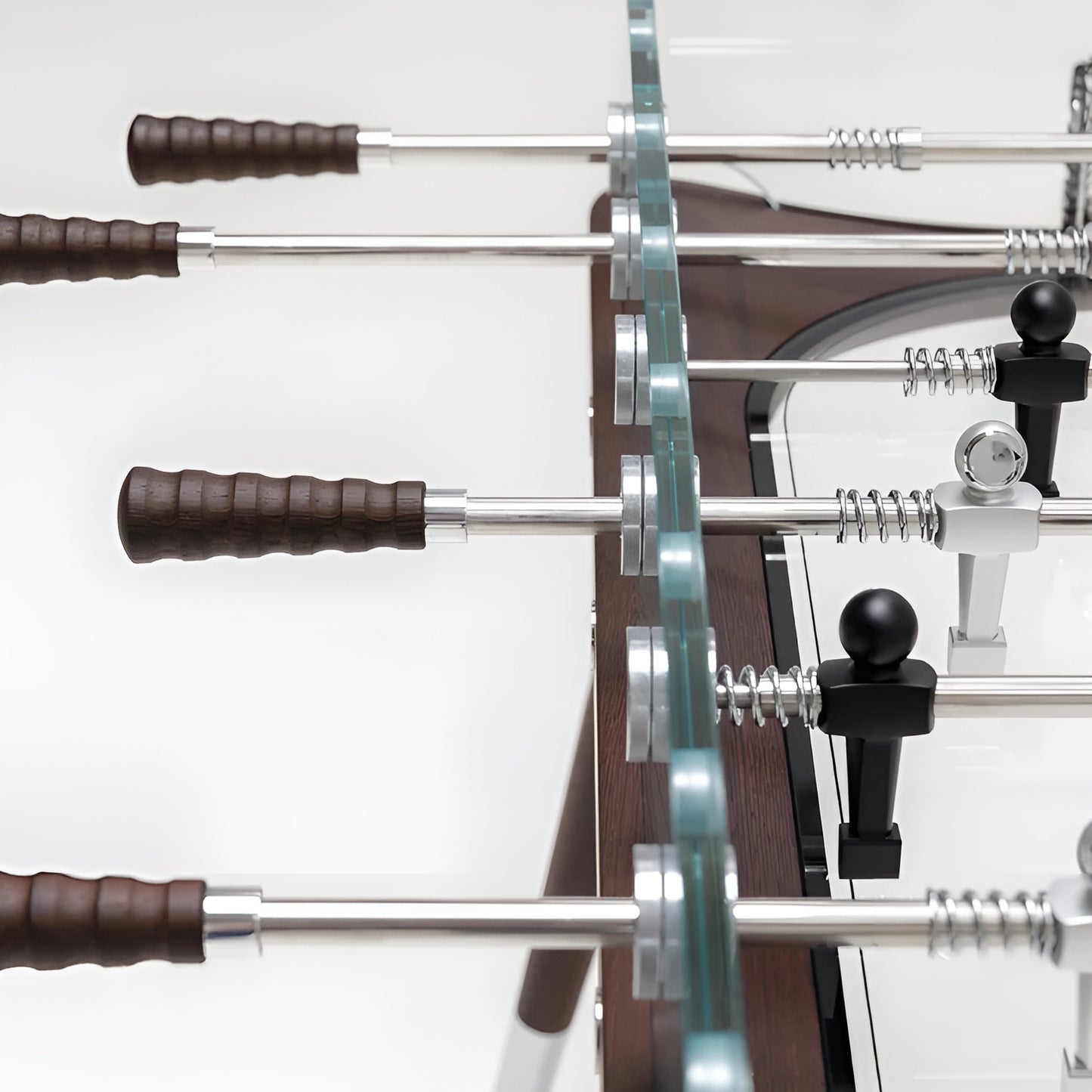 90° Minuto IIII – Tavolo da Calcio Balilla in Legno Wengè e Vetro Trasparente