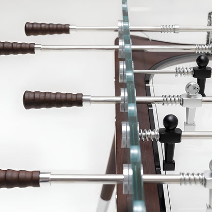 90° Minuto IIII – Tavolo da Calcio Balilla in Legno Wengè e Vetro Trasparente