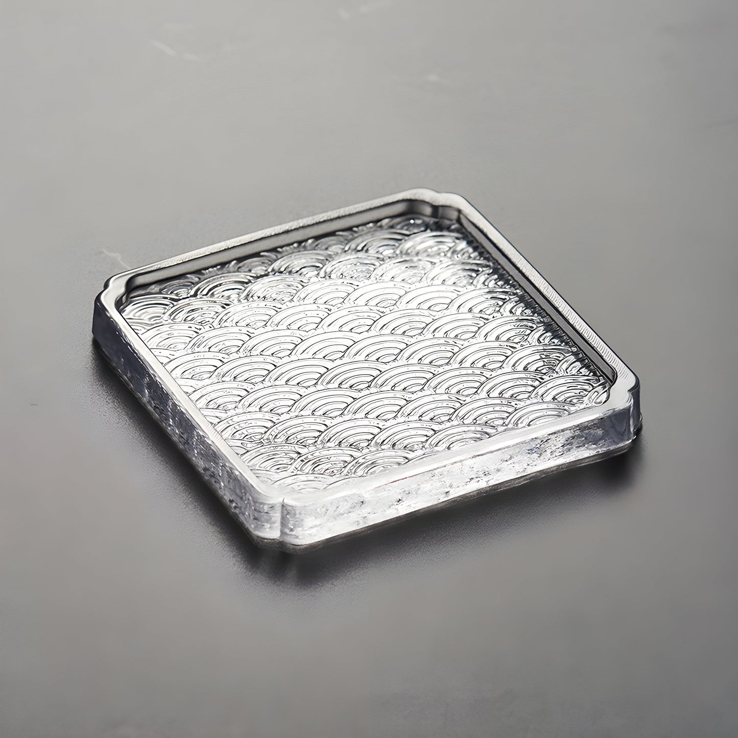 Sottobicchiere Giapponese – Quadrato 'Onda Marina' – Vetro Trasparente GuerraHome