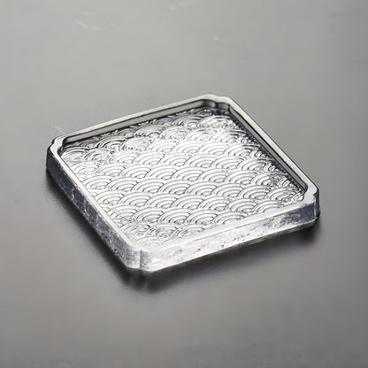 Sottobicchiere Giapponese – Quadrato 'Onda Marina' – Vetro Trasparente GuerraHome