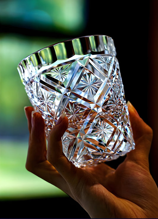 Bicchiere Edo Kiriko – Fioriture– Scatola in Legno GuerraHome