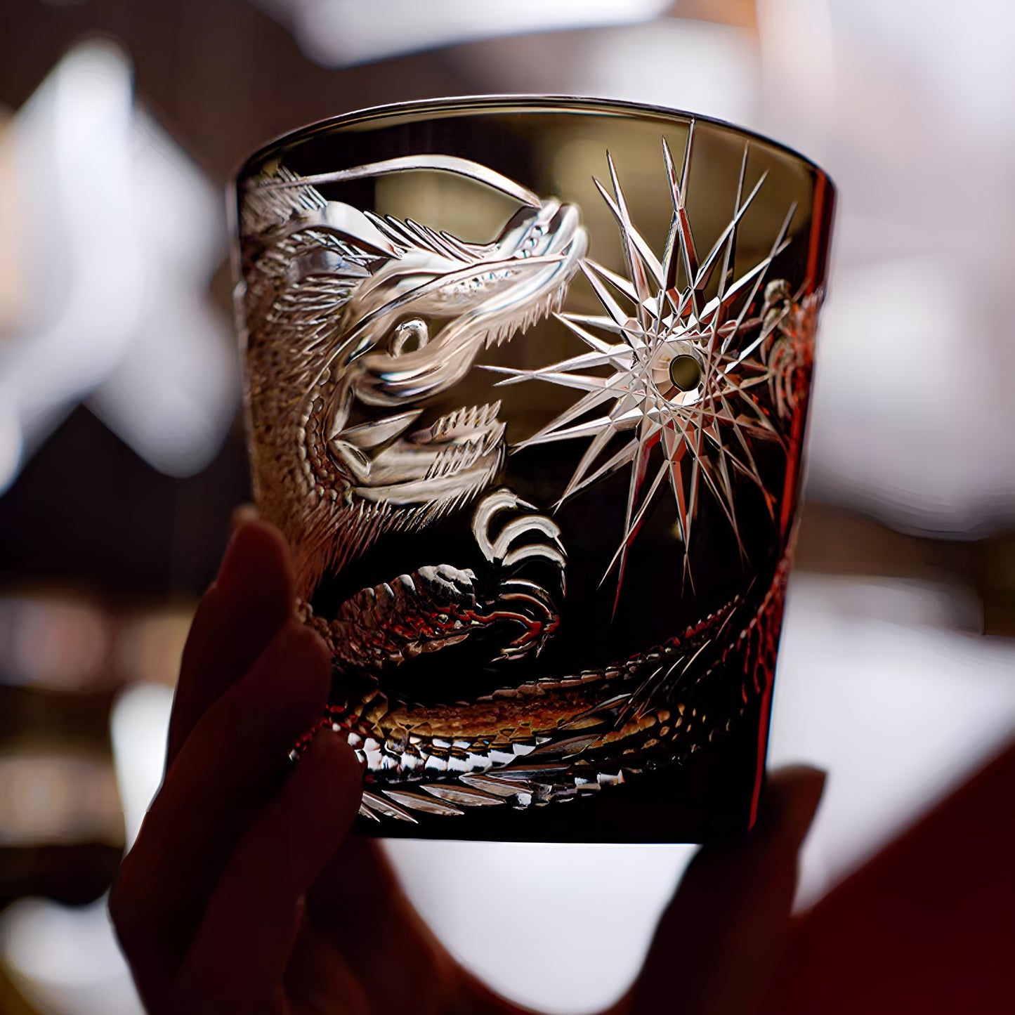 Bicchiere Edo Kiriko – ‘Drago della Fortuna’ – Scatola in Legno