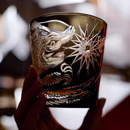 Bicchiere Edo Kiriko – ‘Drago della Fortuna’ – Scatola in Legno