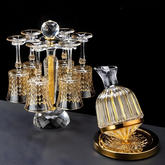 Set di Calici con Decanter 'Golden' In Cristallo GuerraHome