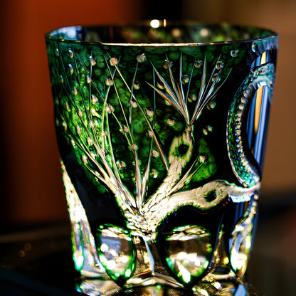 Bicchiere Edo Kiriko – “Serpente Smeraldo” – Scatola in legno GuerraHome