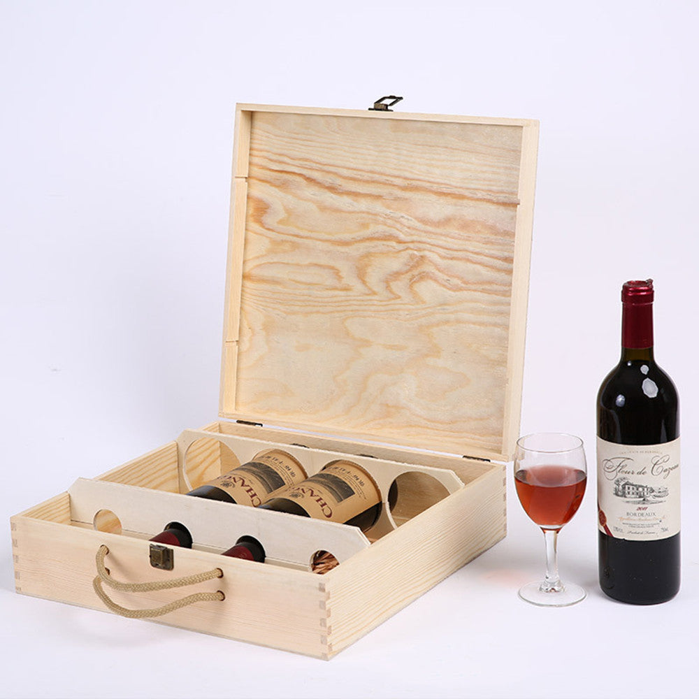 Cofanetto in Legno Naturale per 4 Bottiglie di Vino – Design Semplice GuerraHome