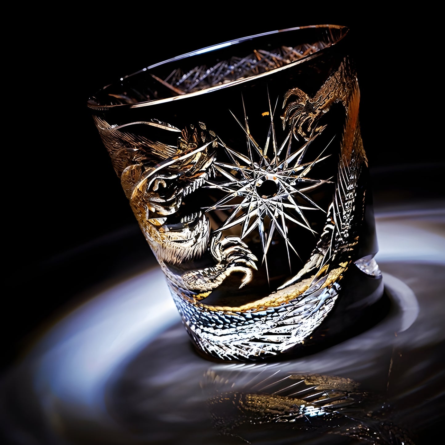 Bicchiere Edo Kiriko – ‘Drago della Fortuna’ – Scatola in Legno