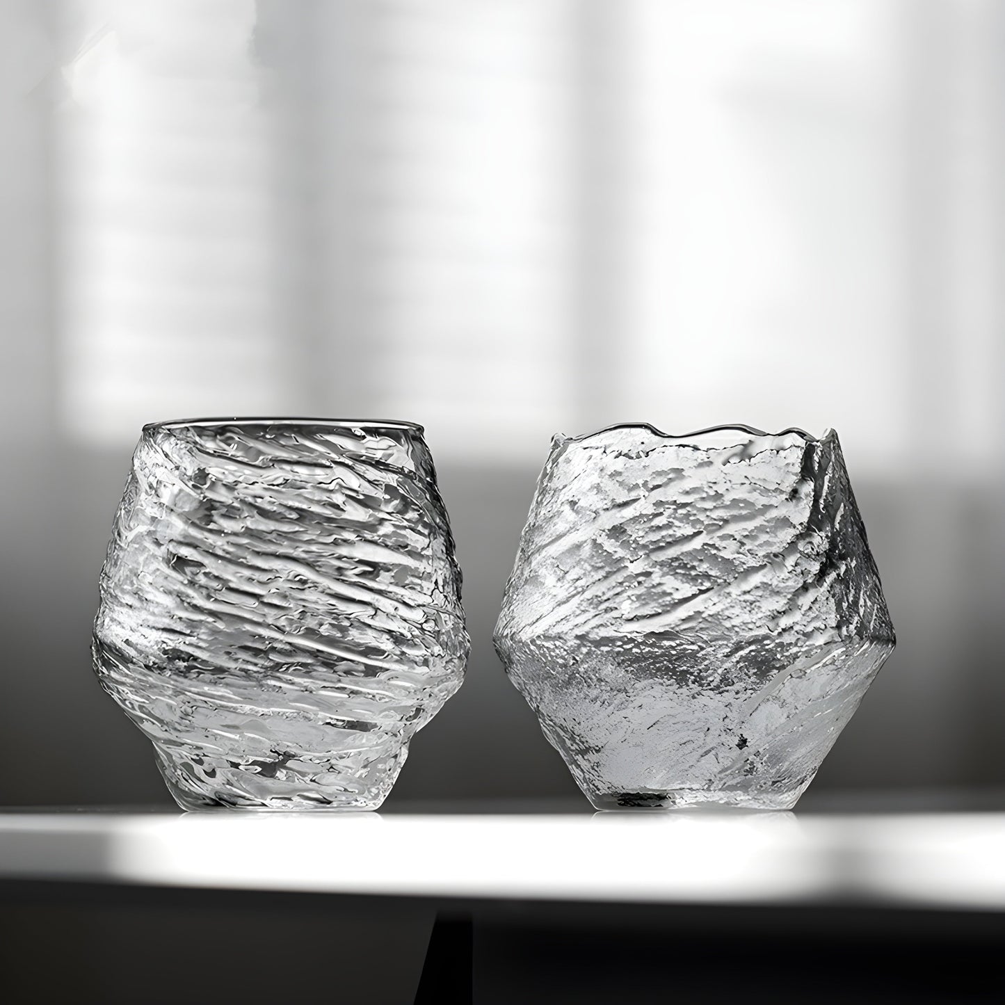 Bicchiere Edo Kiriko – ‘Snowfall’ (Cristallo trasparente) – Scatola in legno GuerraHome