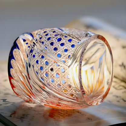 Bicchiere Edo Kiriko – ‘Koi Cremisi’ – Scatola in legno GuerraHome