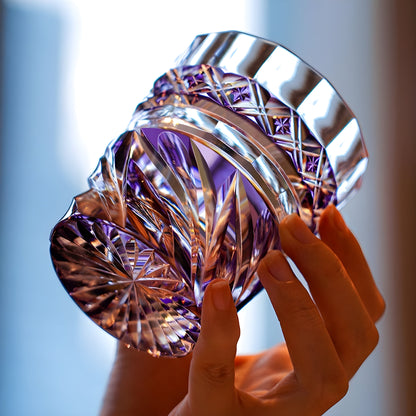 Bicchiere Edo Kiriko – Kaze Viola – Scatola in legno GuerraHome