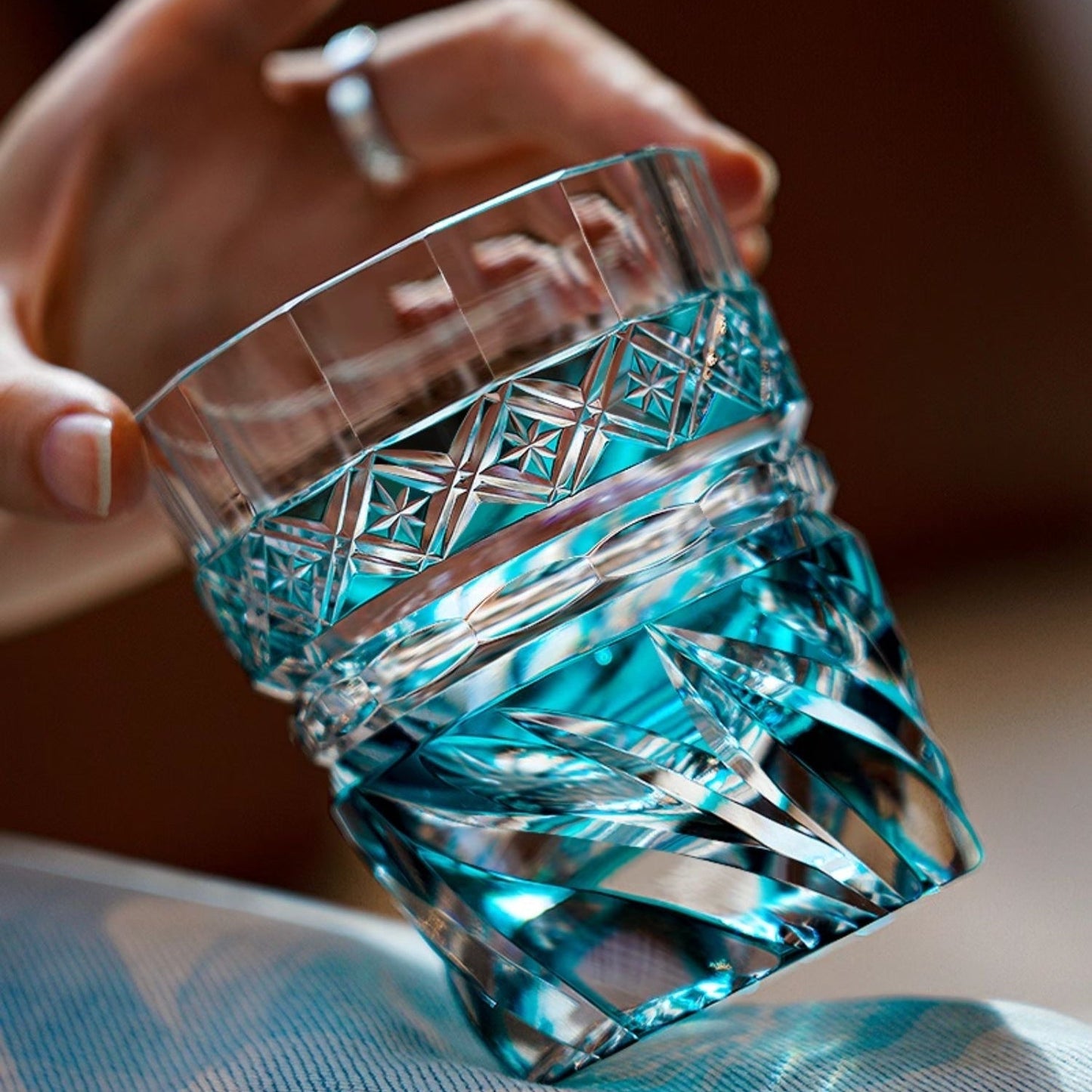 Top K9 Crystal Edo Kiriko Wine Glass Hand Engrave Whiskey Rocks Violet Brandy Snifter Lowball Whisky Cup Gift For Husband Father GuerraHome