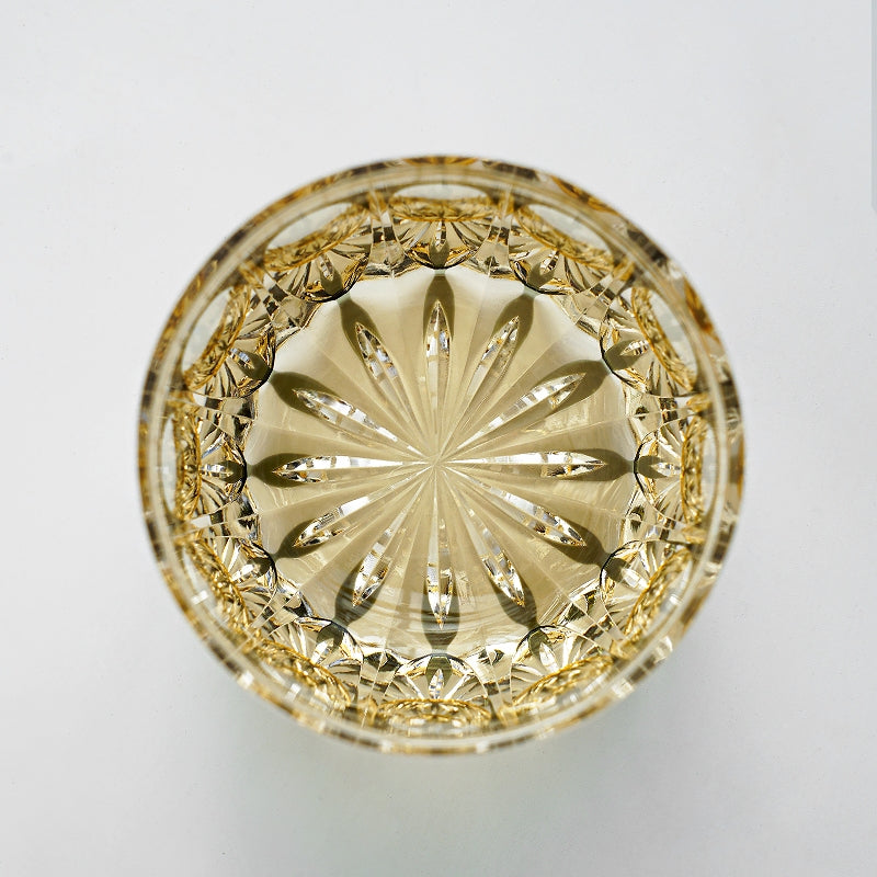 Hand Cut Warrior Armor Amber Edo Kiriko Crystal Wine Cup Luxury Goods Whiskey Brandy Glass Artwork Liquor Snifter Water Beer Mug GuerraHome