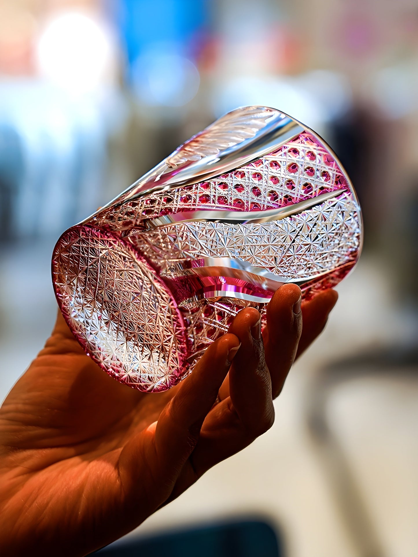 PINK Crystal Goldfish Edo Kiriko Wine Glass Exquisite Carving Wineglass Whiskey Cup Brandy Snifter Liquor Whisky Rock Dropship GuerraHome