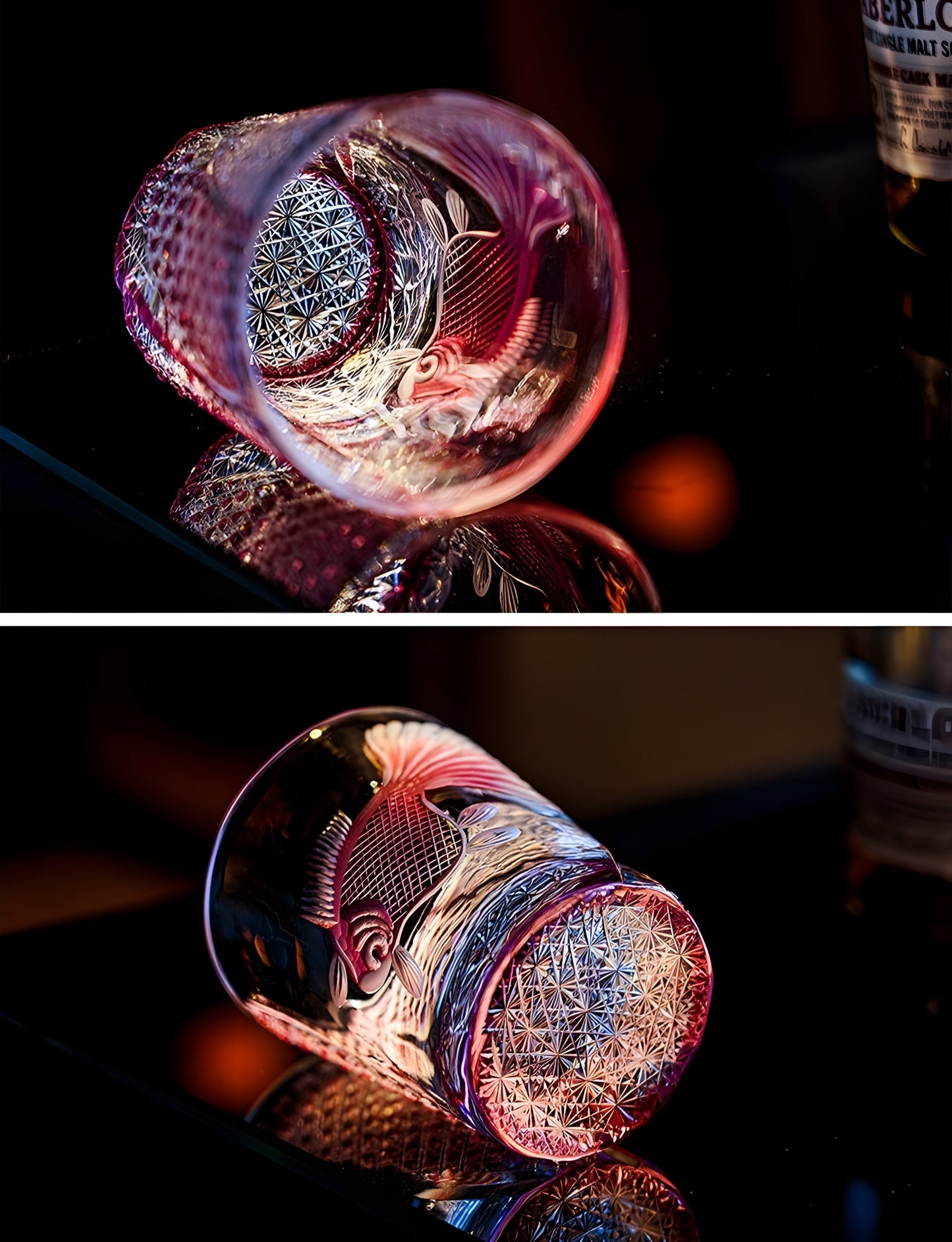 PINK Crystal Goldfish Edo Kiriko Wine Glass Exquisite Carving Wineglass Whiskey Cup Brandy Snifter Liquor Whisky Rock Dropship GuerraHome