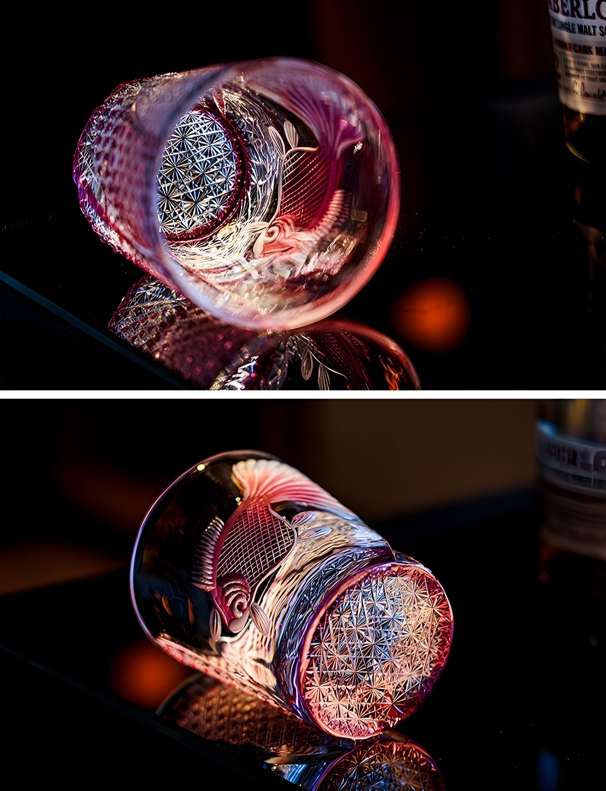 PINK Crystal Goldfish Edo Kiriko Wine Glass Exquisite Carving Wineglass Whiskey Cup Brandy Snifter Liquor Whisky Rock Dropship GuerraHome