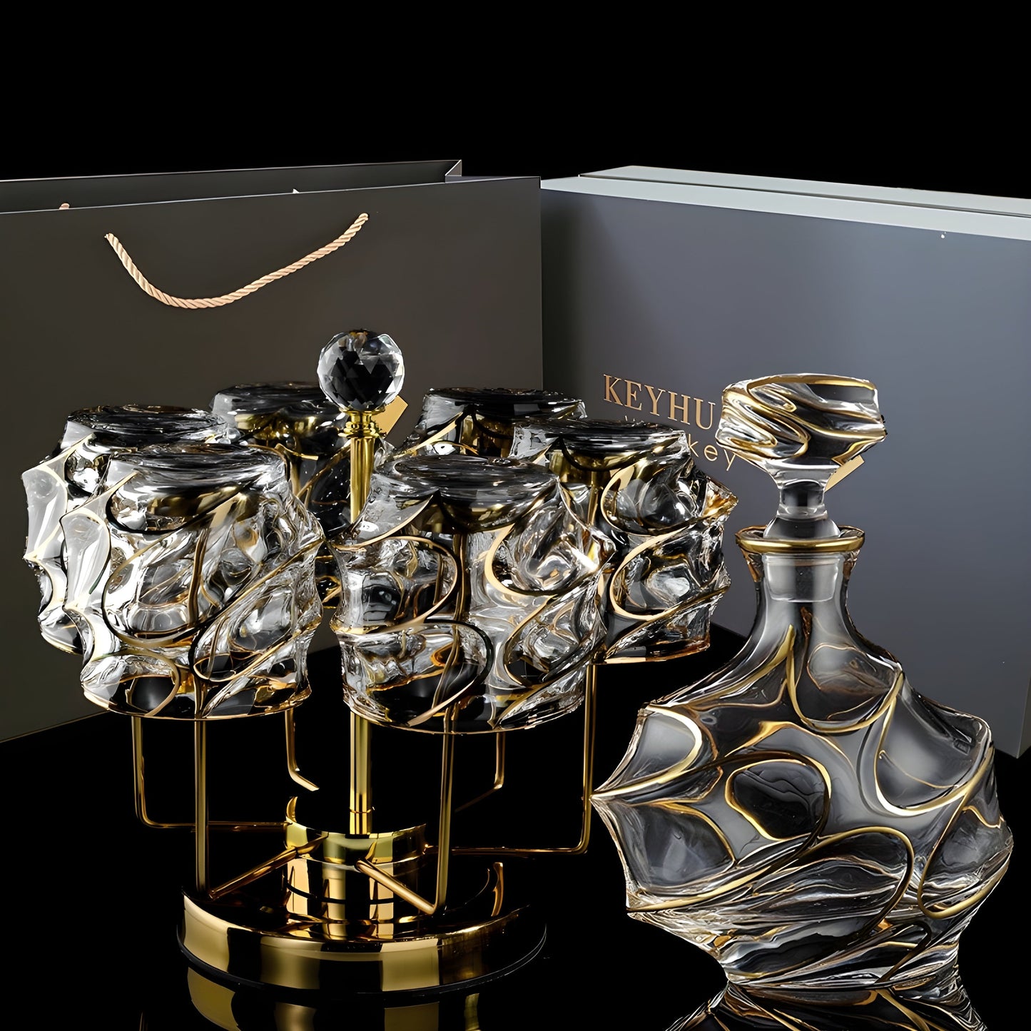 Set di Bicchieri 'Keyhuan' con Decanter  – Portabicchieri e Design Lussuoso GuerraHome