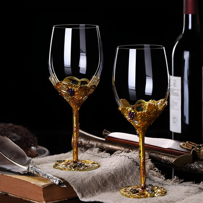 Set Di Calici Con Decanter "Golden Vine" In Cristallo GuerraHome