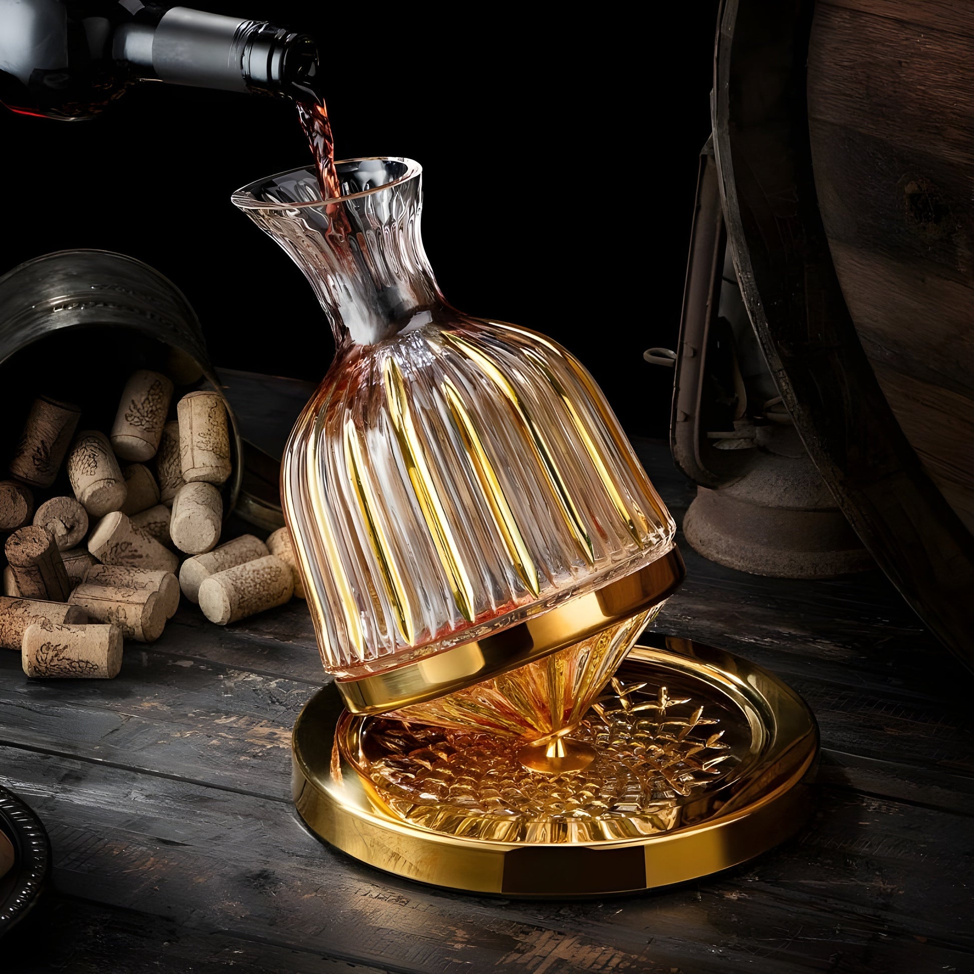 Set di Calici con Decanter 'Golden' In Cristallo GuerraHome