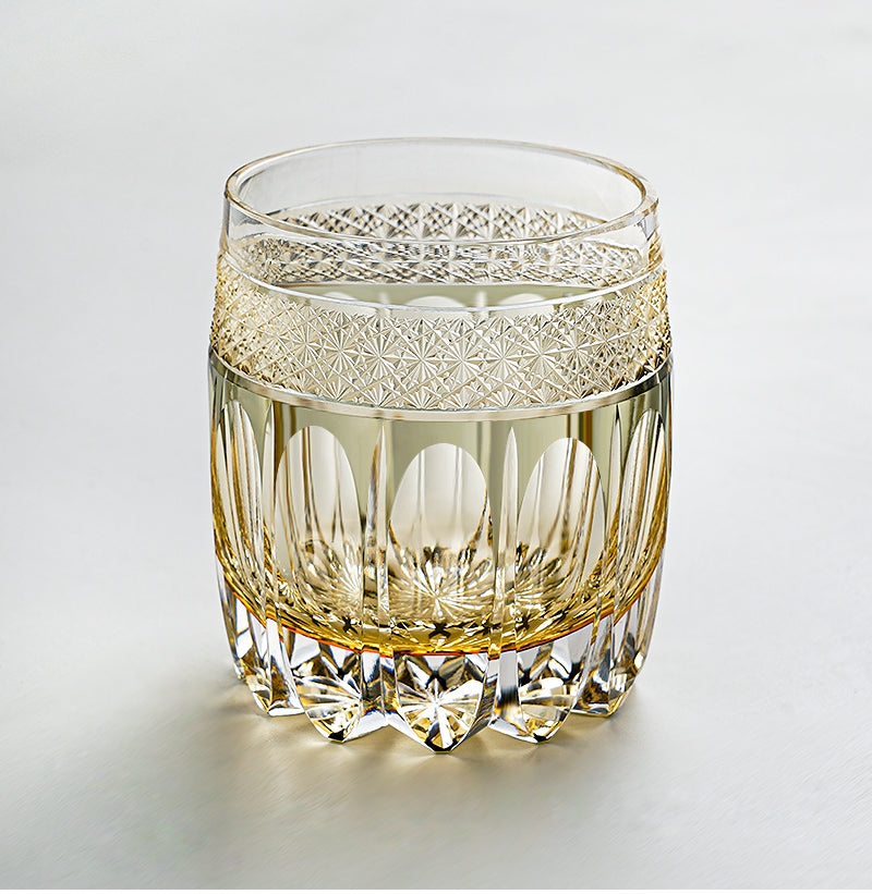 Hand Cut Warrior Armor Amber Edo Kiriko Crystal Wine Cup Luxury Goods Whiskey Brandy Glass Artwork Liquor Snifter Water Beer Mug GuerraHome