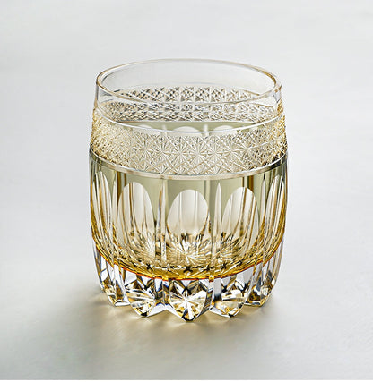 Hand Cut Warrior Armor Amber Edo Kiriko Crystal Wine Cup Luxury Goods Whiskey Brandy Glass Artwork Liquor Snifter Water Beer Mug GuerraHome