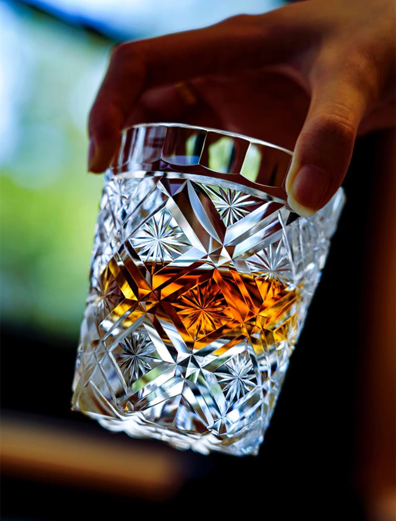 Bicchiere Edo Kiriko – Fioriture– Scatola in Legno GuerraHome