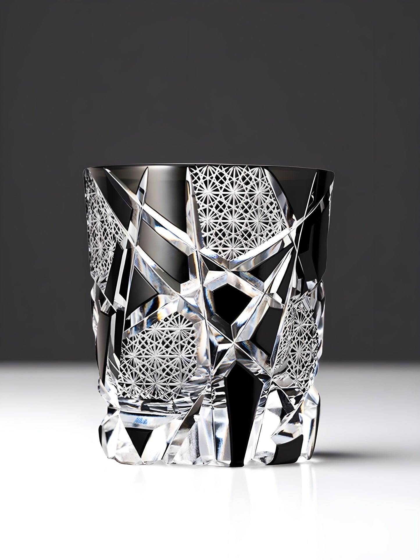 Bicchiere Edo Kiriko – ‘Fulmine Nero’ – Scatola in legno GuerraHome