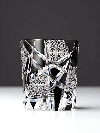 Bicchiere Edo Kiriko – ‘Fulmine Nero’ – Scatola in legno GuerraHome