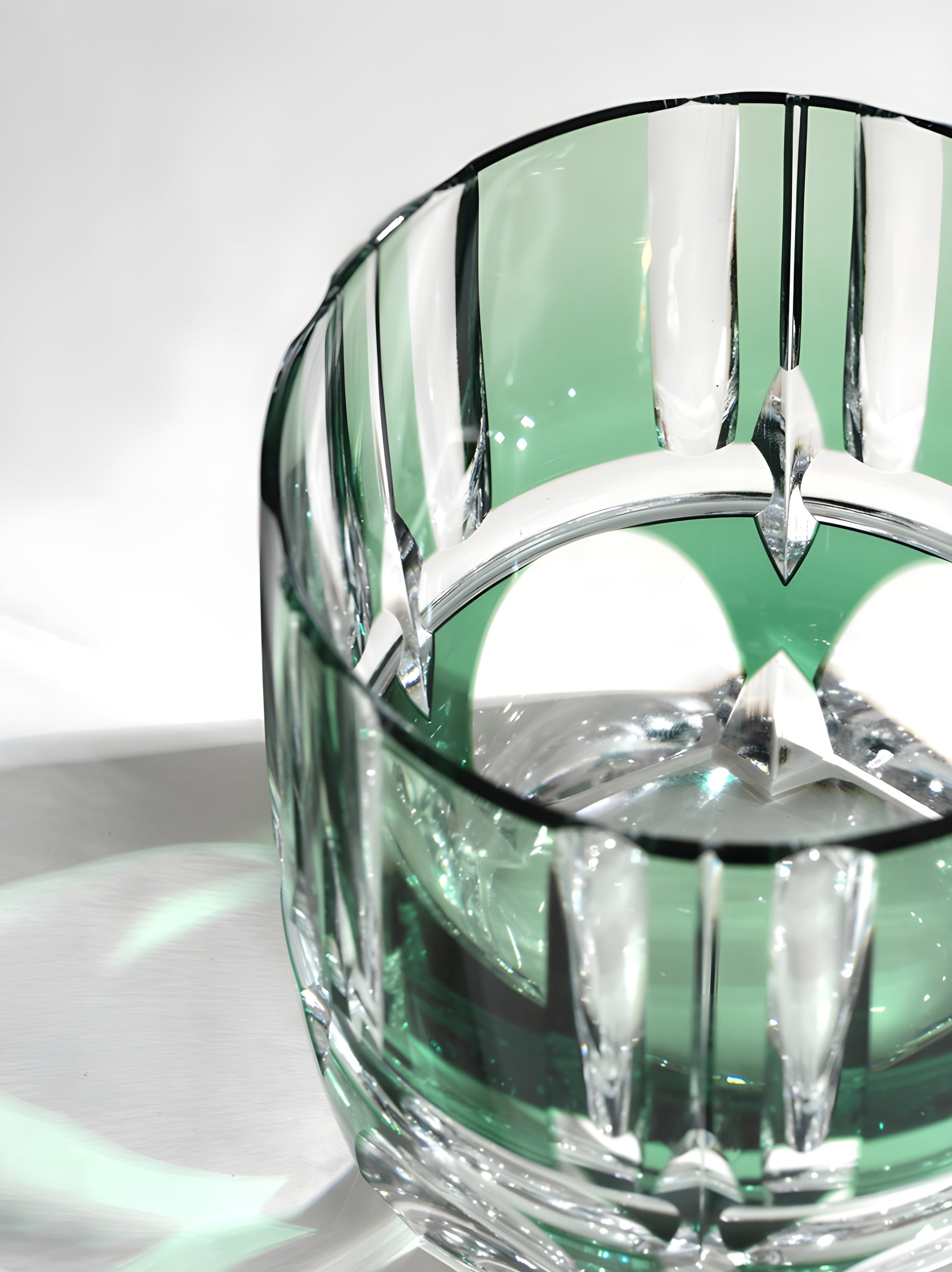 Edo Kiriko Crystal Rock Glass, Hand Carving, Green Bamboo Liquor Wine Tumbler, Top Grade Whiskey Cup, Japan Style, KAGAMI Design GuerraHome