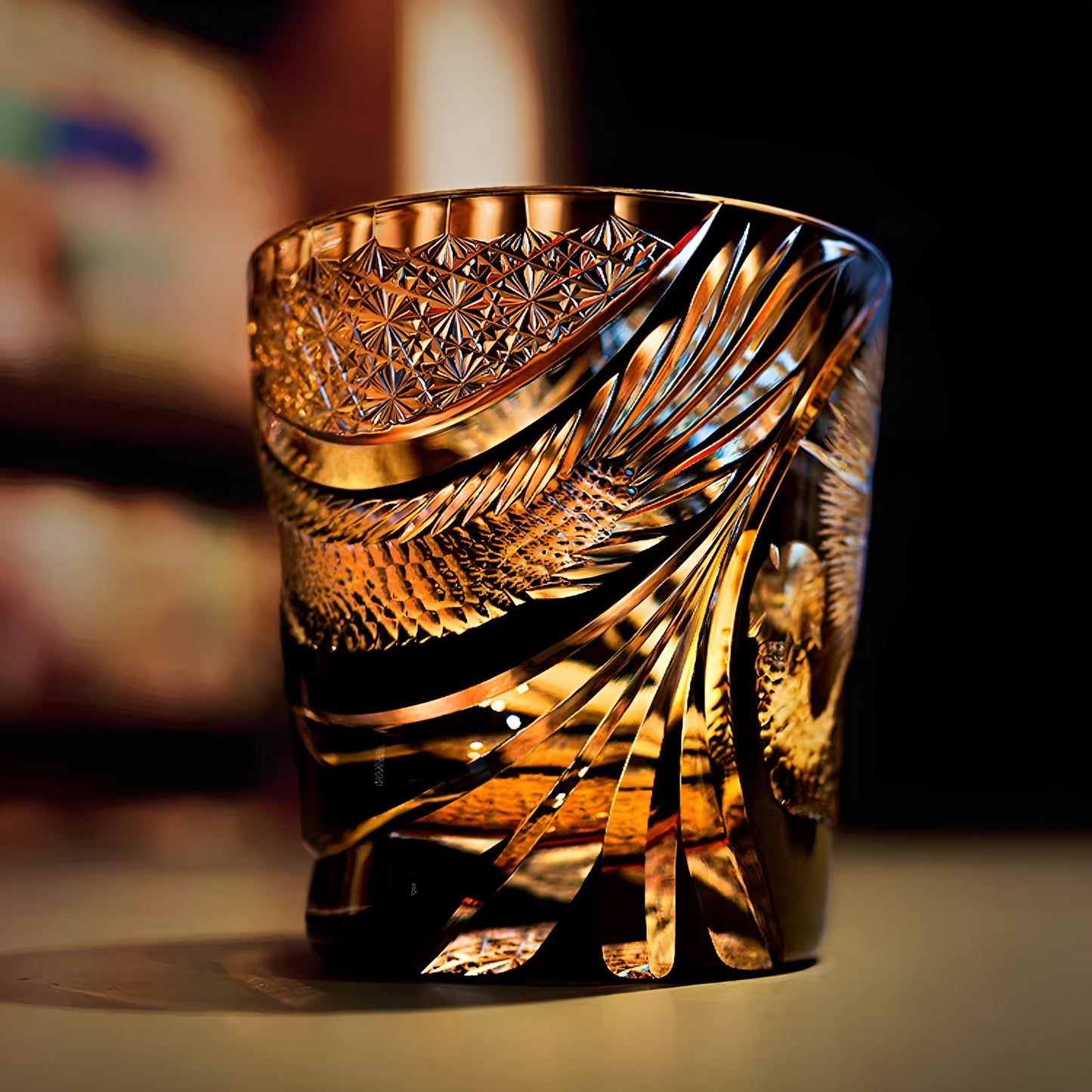 Bicchiere Edo Kiriko – ‘Drago della Fortuna’ – Scatola in Legno